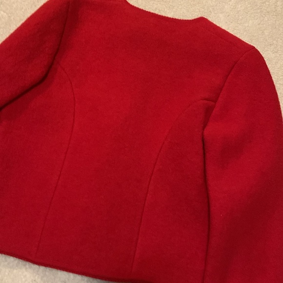 Geiger Tyro Austria Womens Red 100% Wool Cropped Jacket Size 42 - Picture 5 of 5